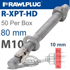 R-XPT HOT DIP GALVANIZED THROUGHBOLTS M10X80MM X50 PER BOX